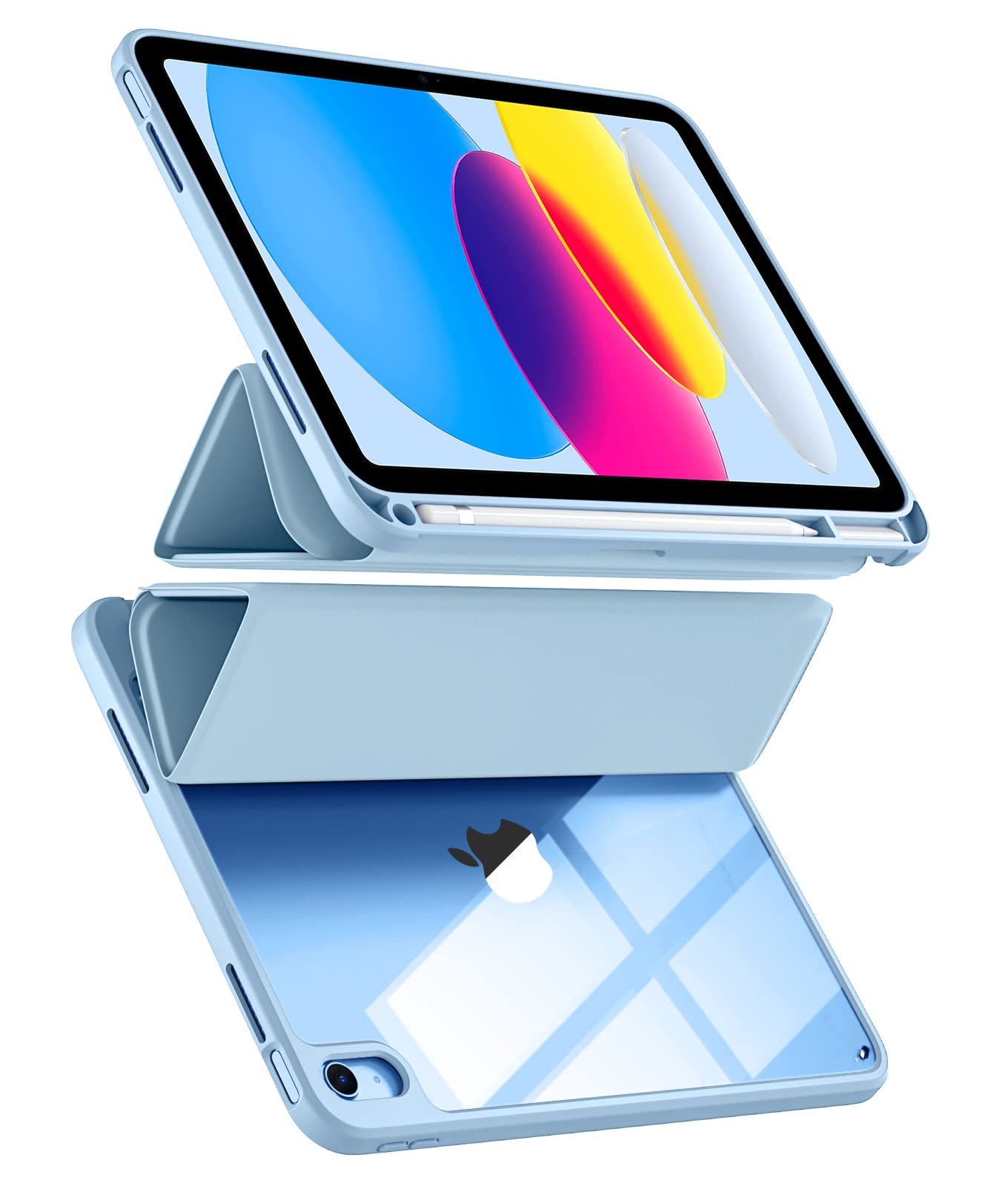 Maledan【2025最新型】対応iPad 11世代 ケース - 対応iPad 第11/10世代 ケース 三つ折りスタンド ペンシル収納 軽薄 軽量 DIY透明オートスリープ機能対応 耐衝撃 アジサイ の商品画像