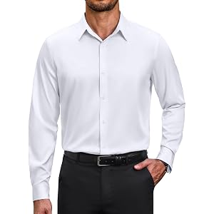 COOFANDY Men's Wrinkle Free Dress Shirt Stretch Long Sleeve Button Down Shirts Formal Business Shirt