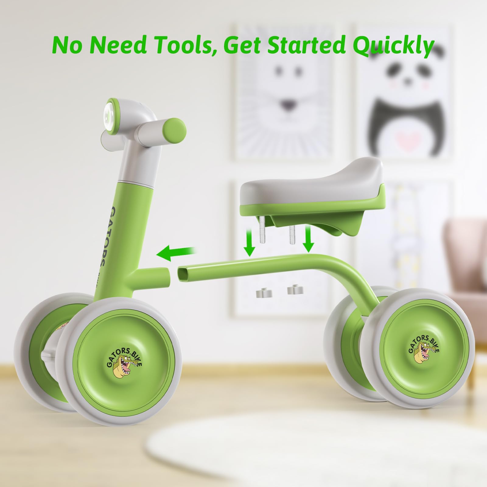Baby Balance Walker Bike for Toddler: 4 Wheels Pre-School First Bike Walk and Ride On Toys - Ideal 1st Birthday Gifts for 12-24 Months Boys & Girls
