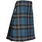 The Scotland Kilt Company Men's Kilt in Ramsay Blue Ancient Tartan 8 Yard Poly Viscose Knee Length Scottish Wedding Skirt