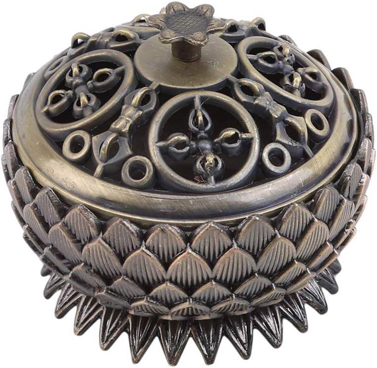 Timesuper Vintage Flower Incense Burner Chinese Buddha Feng Shui Classic Cense Holder Home Decoration,Patina