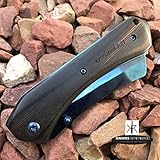 Monogram Knife, Custom Knives, Pocket Knife, Hunting Knife, Personalized Knife, Engraved Knives, Folding Knife, Cleaver Razor Blade (Blue)