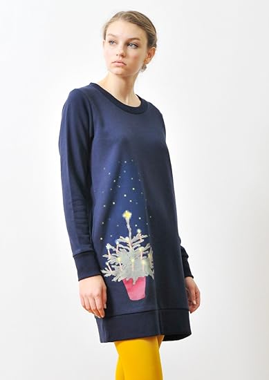 Amazon Co Jp グラニフ Graniph ラウンドネック 長袖 スウェット ワンピース B マテヤコヴァチ 02 クリスマスツリー ネイビー Lady F 服 ファッション小物