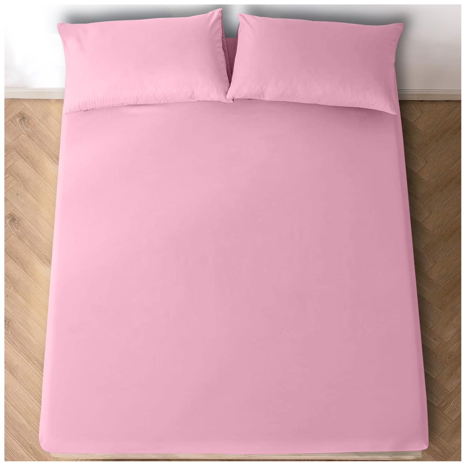 GC GAVENO CAVAILIA Easy Care Polycotton Fitted, Plain Dyed Bed Sheets OR Housewife Pillowcases 2 Pack, Polyester-Cotton, Pink, Super King
