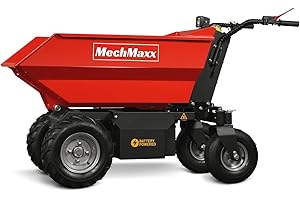 MechMaxx 1100Lb Loading 48V Battery Powered Wheel Barrow Electric Dumper Cart with 30W Light, Hydraulic Tipping, 1000W Brushless DC Motor, LED Display Screen, Model EH50 Red