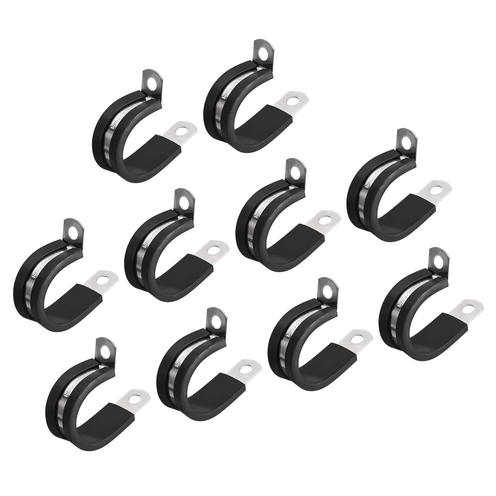 MACHSWON 20Pcs 1 Inch(24mm) Cable Clamp, Rubber Cushioned Insulated Clamp 304 Stainless Steel R Shape Bracket Metal Pipe Clamp Tube Holder for Wire Hose Tube