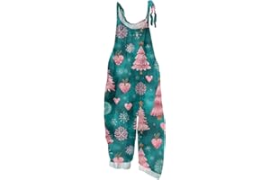 Christmas Overalls Womens Cute Rompers Jumpsuit Casual Xmas Graphic Bib Overall Baggy Pajamas Outfits