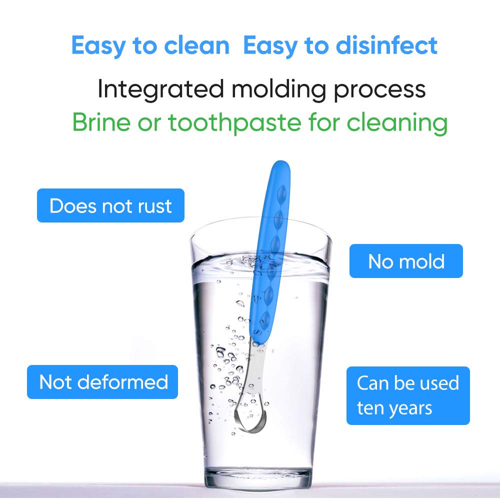 2020 New Version Tongue Scraper Cleaner for Adults & Kids, Medical Grade Metal Tongue Brushes Set for Fresh Breath Dental Eliminate Bad Breath in Seconds (2 pcs) : Beauty