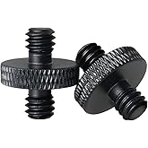 LRONG 2pcs 1/4 inch Male to 1/4 inch Male Threaded Tripod Screw Adapter Double Sides Standard Mounting Thread Converter for Camera Mount, Black