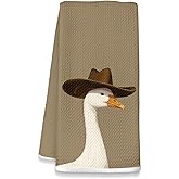 NEFMGEG Cowboy Silly Goose Kitchen Dish Towels, Vintage Western Goose Decorative Hand Towels for Bathroom Kitchen, 16x24 Inch