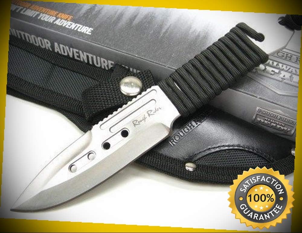 Black Cord Outdoor Adventure Fixed Blade Sharp Knife with Sheath 1745 perfect for outdoor camping hunting