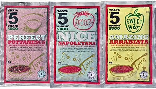 Taste #5 Umami Sugo Italian Pasta Sauce Single Serving Variety Pack - Puttanesca, Napoletana, Arrabiata