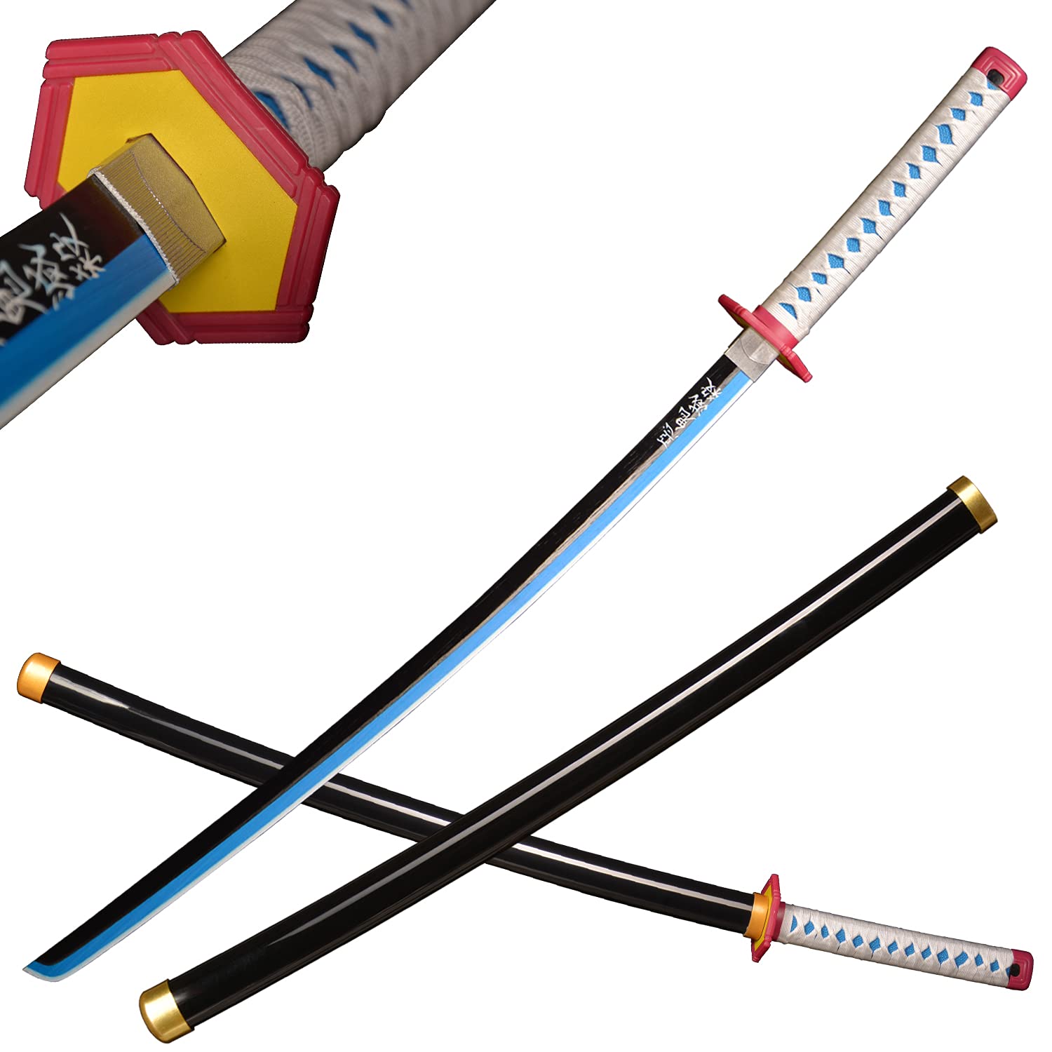 ACTASITEMS Japanese Anime Cosplay Prop Katana Wooden Sword - 104cm, Katana -Tomioka Giyuu