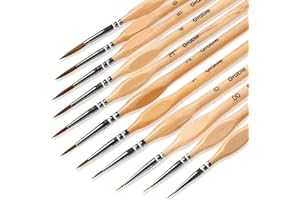 Grabie Paint Brush Set, 11 Pcs Miniature Brushes for Fine Detailing & Art Painting - Acrylic, Watercolor, Oil, Models and Gouache
