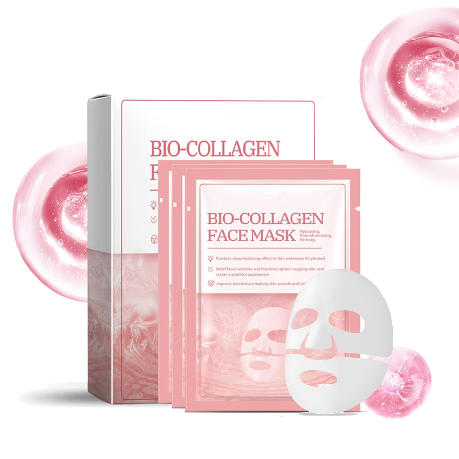 Bio Collagen Face Mask, Bio Collagen Face Mask Overnight Real Deep Collagen Overnight Face for Face Skin Care Korean Skincare, Hydrating, Sheet Beauty