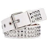 SNCEAW Studded Belt, Metal Punk Rock Rivet Belt with Bright Pyramid Studded for Women Men