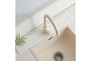 FATILIN Stone Faucet Mat for Kitchen Sink，Super Absorbent Diatomite Fast Drying Stone and Bathroom Stone Tray for Counter Quick Drying Splash Guard,Prevents Moisture Buildup Sink(White,23.6" x 3.9")