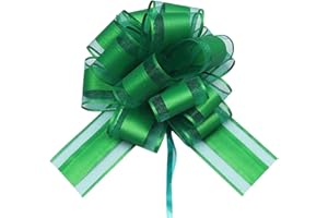 HSXJJ 6 Pcs Large Gift Bow,Pull Bows for Gift Wrapping,6 inches,Basket and Wedding Decoration,Holiday and Birthday Presents Wrapping Bows,Christmas Bows for Gift Wrapping(Green)