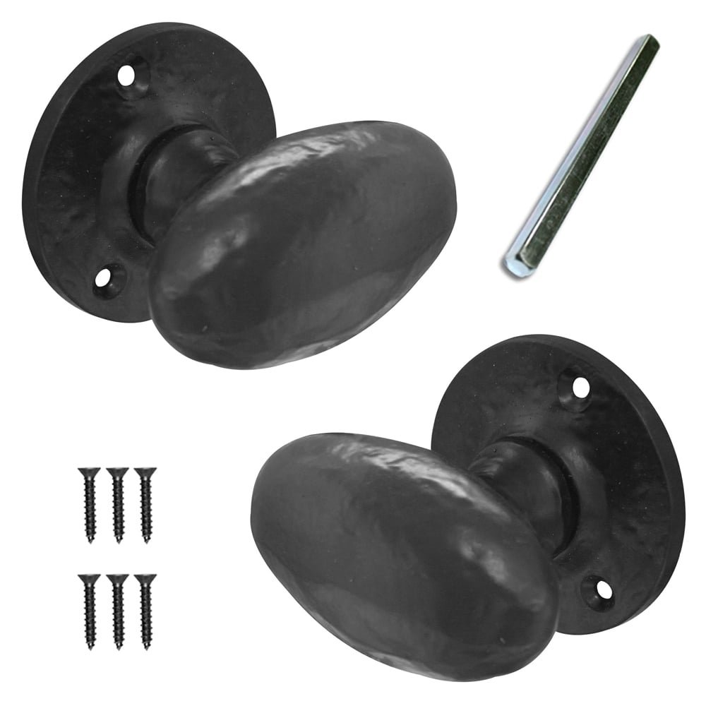 Black Antique Oval Shaped Mortice Knob