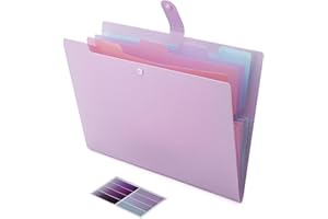 NAFY Colorful Expanding File Folder, 5 Pockets Folder with Colored Labels Portable Weave Pattern Accordion File Folder A4 Let