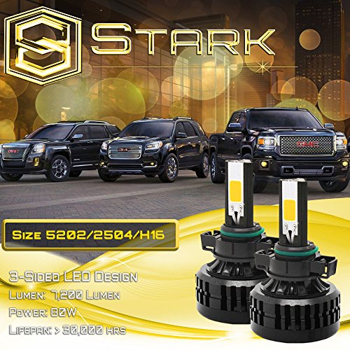 80W All-in-One 360° LED Headlights – Bright Yellow 3000K 3K – Fog Light Bulbs – 7,200 Lm – 5202