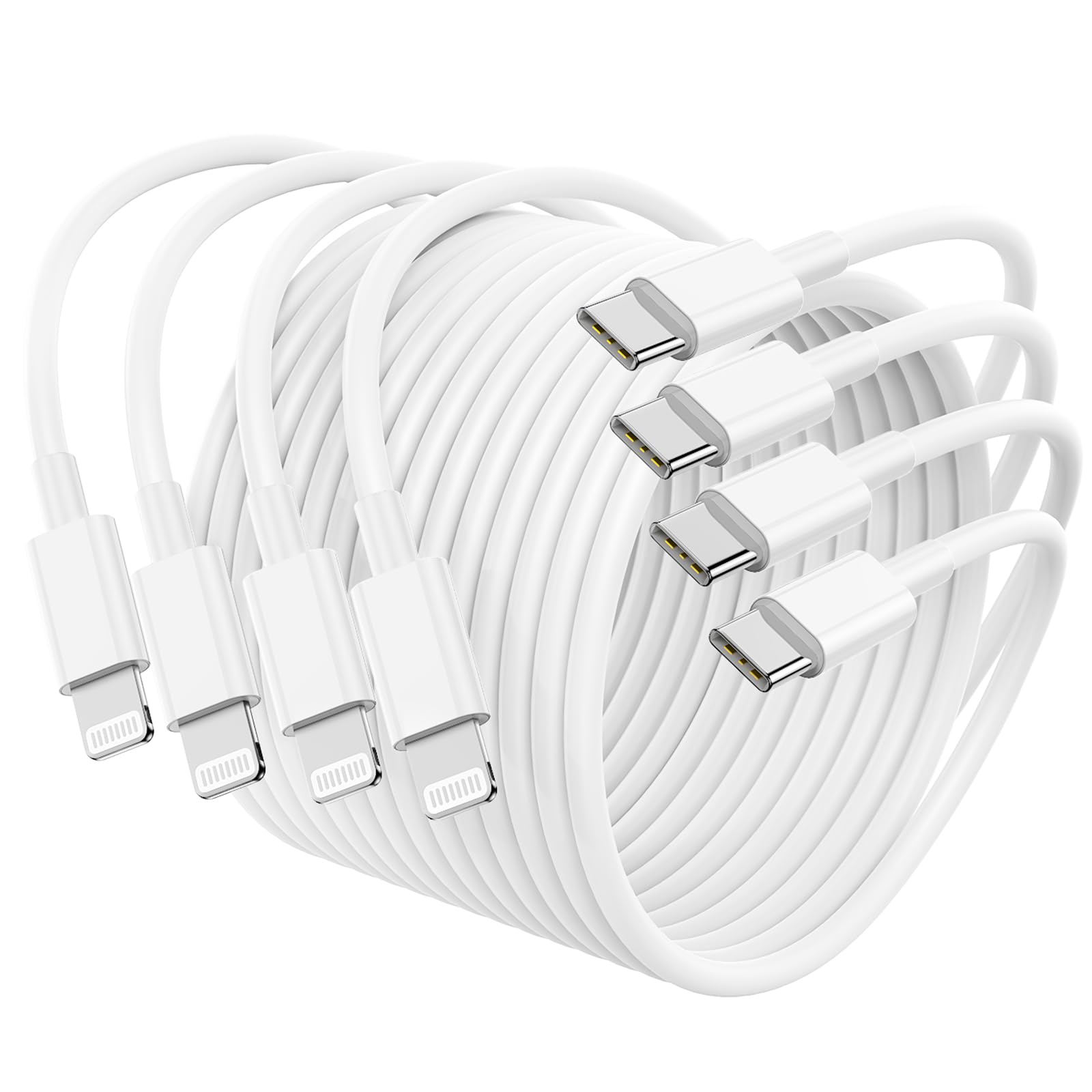 Photo 1 of 4Pack USB C to Lightning Cable 6FT, Fast Charging Cord for iPhone 14, Replacement for Apple Original Charger Cable for iPhone 14 13 12 11 Pro 11 XS MAX XR 8 7 6s Plus