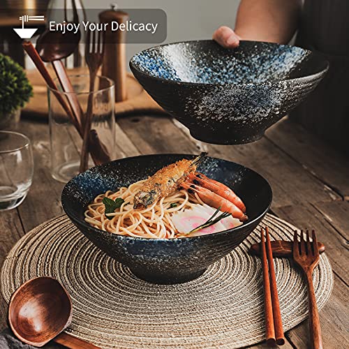 60 oz Large Ceramic Japanese Ramen Noodle Soup Bowls, 2 Sets (10 Piece
