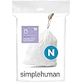 simplehuman Code N Custom Fit Drawstring Trash Bags in Dispenser Packs, 20 Count, 45-50 Liter / 12-13 Gallon, White