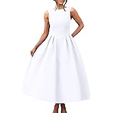 YMDUCH Women's Elegant Sleeveless Crew Neck Backless Swing A Line Evening Party Long Dress