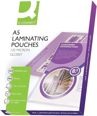 Q-Connect A5 Laminating Pouch 125 Micron Pack of 100 KF04108 153 x 216 mm