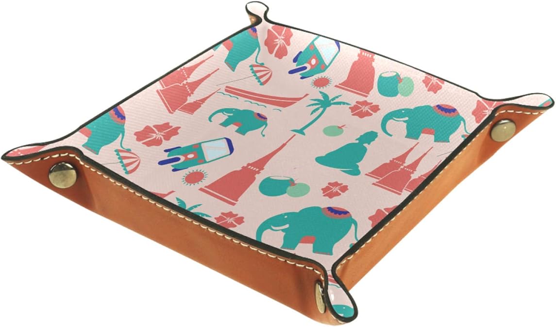 Ledertablett,Schmucktablett Dekoplatte,Rosa modernes thailändisches