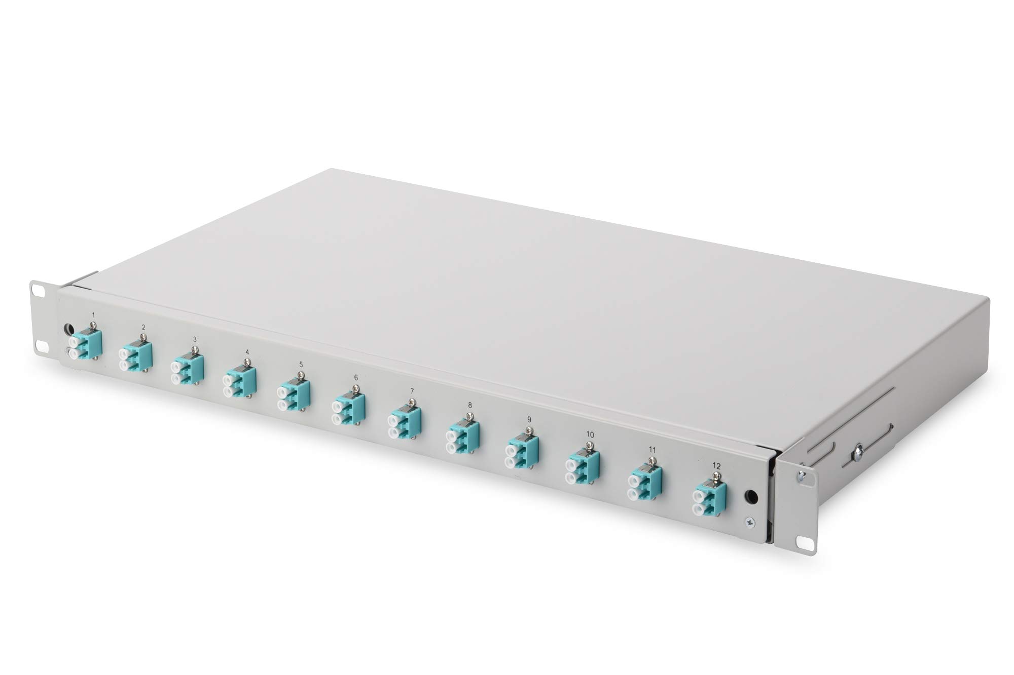 DIGITUS LWL splice box 12 LC couplings - OM3-1HE 19-inch - Multi-Mode Duplex - With splice cassette - Rack mounting