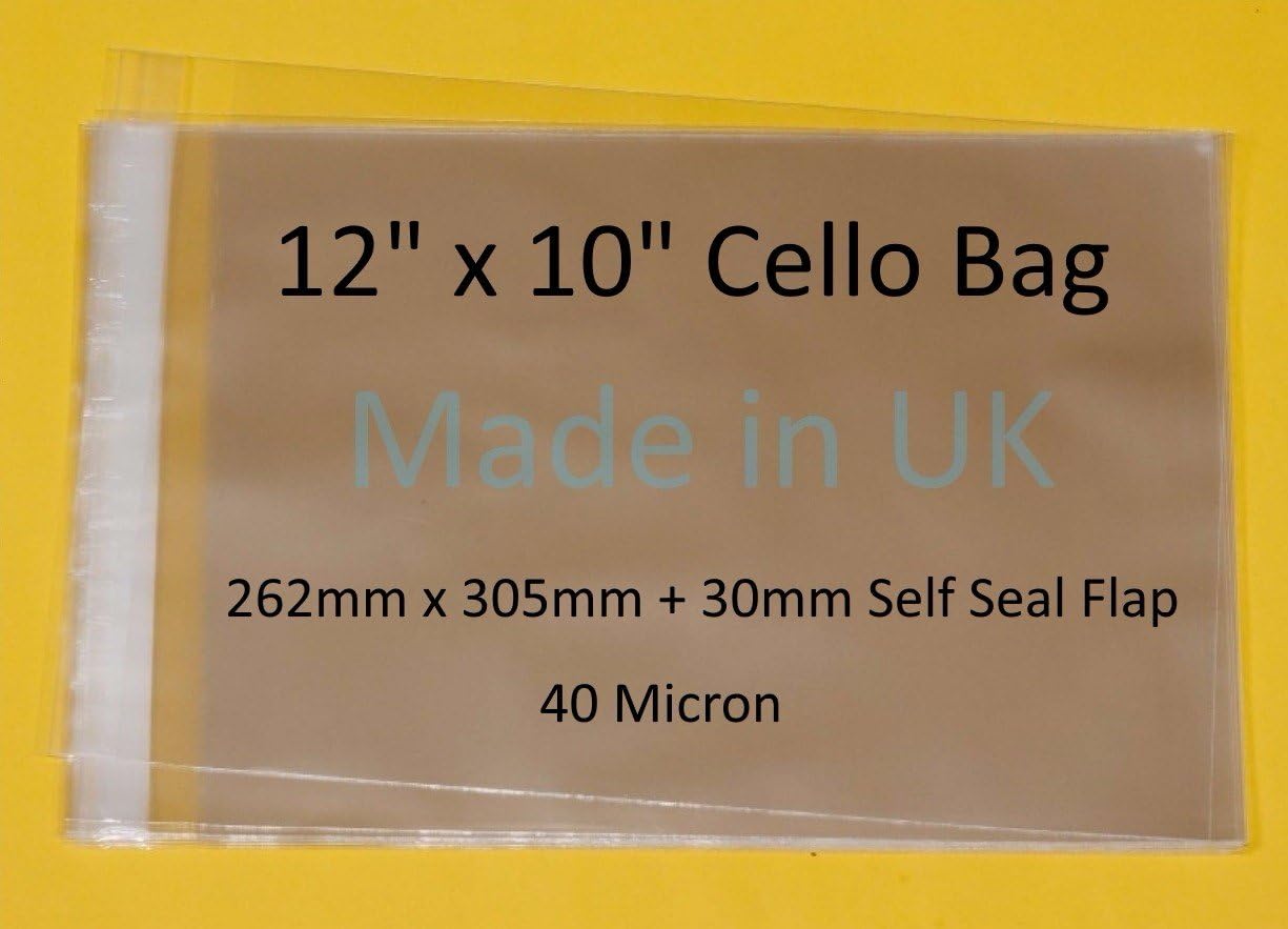 celloexpress 12" x 10", 262mm x 305mm + 30mm Self Seal Flap, 12x10 Mounted Photograph Cellophane Display Bags 40 Micron - Image 3