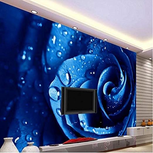 Amazon Co Jp 防水 取り外し可能なカスタム壁画リビングルームの壁紙エレガントなブルーローズバインビーズテレビの背景デザインの壁紙カスタム壁画 250x175cm ホーム キッチン