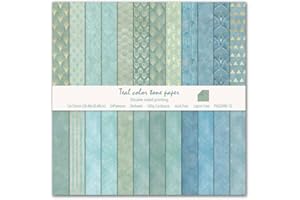 Scrapbook Paper 12x12 Inch Double Sided Patterned Paper for Scrapbooking, 24 Sheets/24 Designs Blue Decorative Craft Papers f
