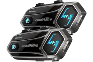 Fodsports M1-S Air Motorcycle Helmet Bluetooth, 4 Riders Motorbike Intercom Headset with Music Sharing, 1000 m Helmet Communication Systems, Quick Pairing/FM Radio/Handsfree/Stereo Music(2 Pack)