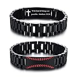 MEALGUET Baseball Cross Bible Bracelet, Stainless