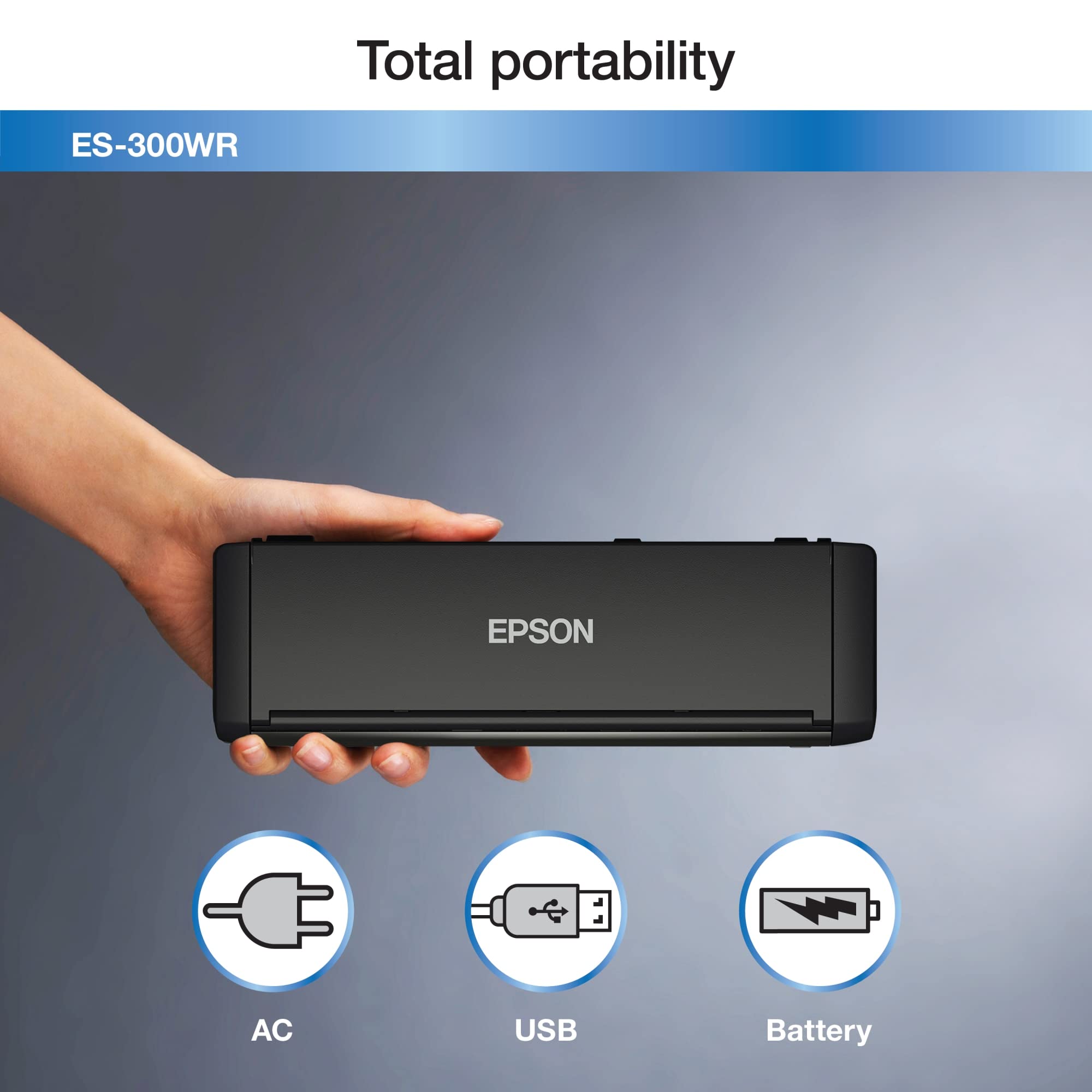 Epson ES-300WR Wireless Color Portable Duplex Document Scanner Accounting Edition for PC and Mac, Auto Document Feeder (ADF)