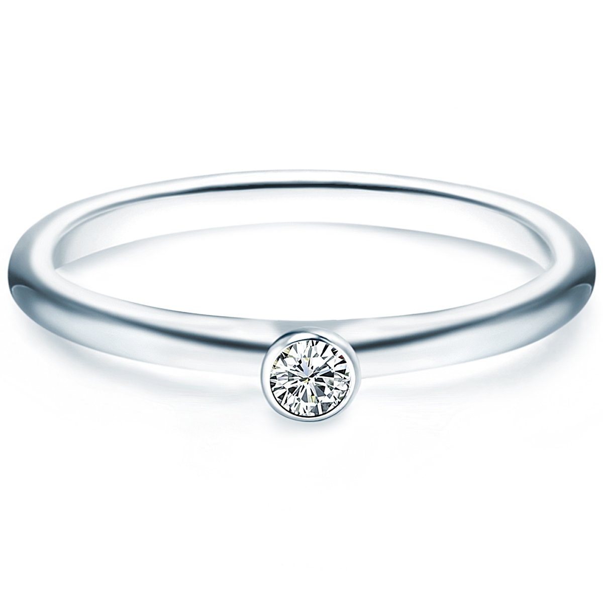 Trilani Female 925/- Sterling Silver Brilliant cut Zirconia (CZ) Solitaire Ring