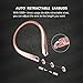 Bluetooth Headphones, DolTech Stereo Wireless Headset Neckband Retractable Sport Earbuds with Mic, Sweatproof Bluetooth 4.1 for iPhone IOS Android (990 Rosegold)