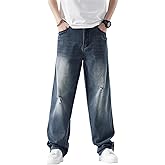 LUOBANIU Men's Baggy Jeans Loose Fit with 5 Pockets Stretch Ripped Denim Pants Relaxed Hip Hop Streetwear Y2K Vintage