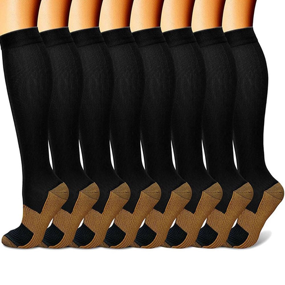 4 Pairs Compression Socks Support Socks Graduated Stockings Support Compression Stockings Calf Pressure Socks Flight Compression Socks Running Sock Supports Socks Running Socks for Sport Flying Travel