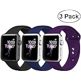 DaQin Bands Compatible with Apple Watch Band 38mm 40mm 42mm 44mm, Soft Silicone Sport Replacement Wristbands Strap for iWatch Series 5 Series 4, Series 3/2/1