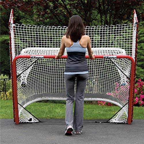 EZ Goal 2 in. Folding Steel Hockey Goal with Backstop - Shooter Tutor & Targets - On Goal Net) (Renewed)