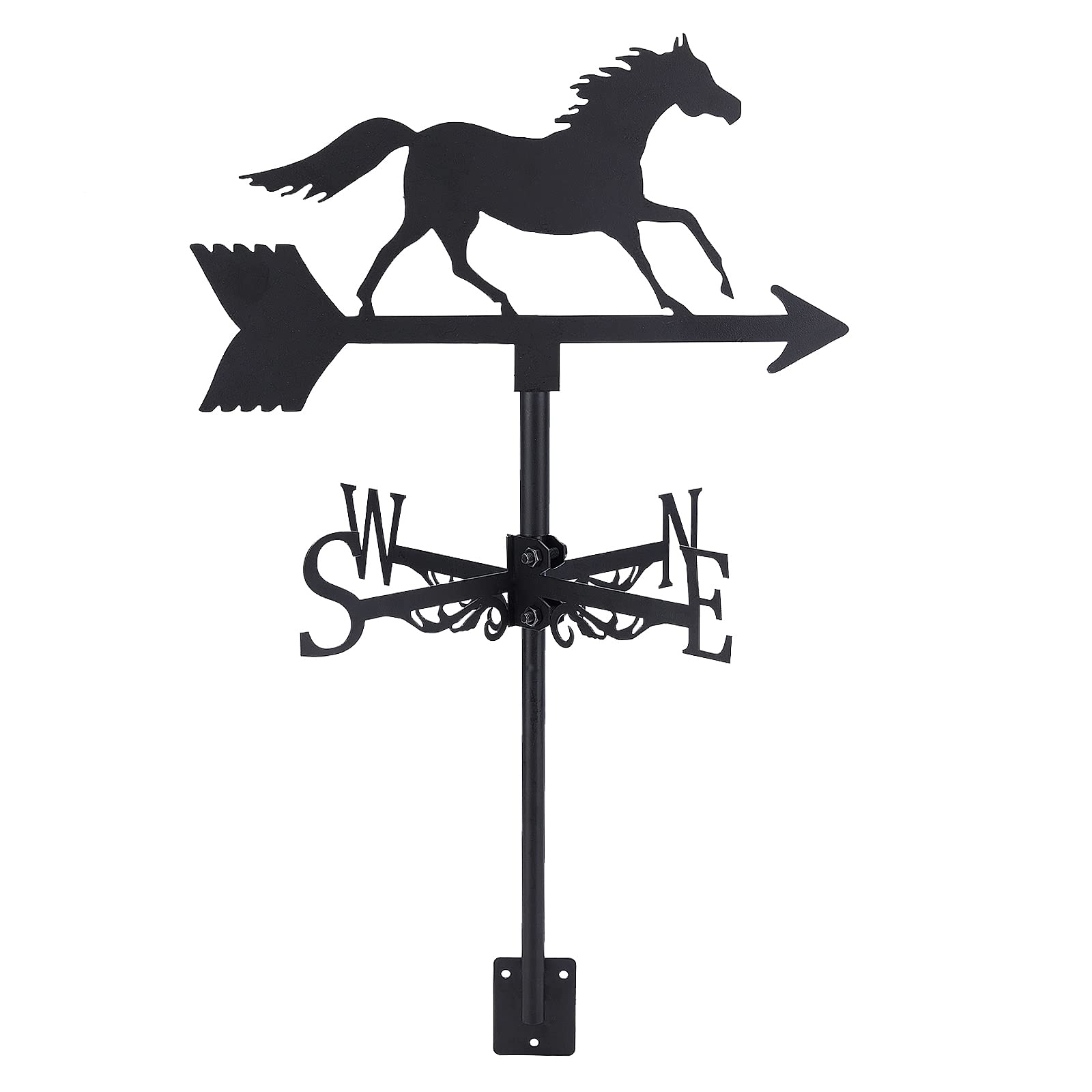 SUPERDANT Galloping Horse Weather Vane for Roof Horse Metal Weathervane Iron Wind Vanes for Sheds Black Wind Direction Indicator for Farmhouse Yard Farm Shed Garden Decoration