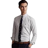 POLO RALPH LAUREN Mens Classic Fit Striped Stretch Oxford Shirt Gray White xx-Large