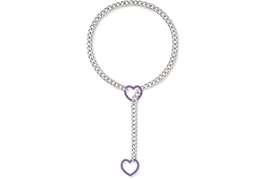 ADEMISHIA Women's Slip Necklace With Heart O-ring, Handmade Punk Rock Cuban Chain Lariat Y-Necklace, Adjustable Long Chain Collar Jewelry