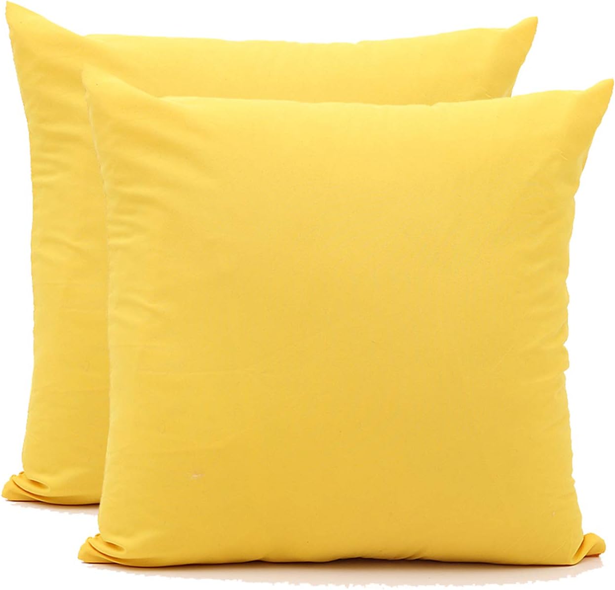 TREELY Cotton Throw Pillow Covers Set of 2 Decorative Cushion Covers 18"x18" for Bench Couch Sofa Bed, Yellow