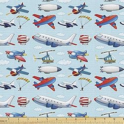 Ambesonne Airplane Fabric by The Yard, Different