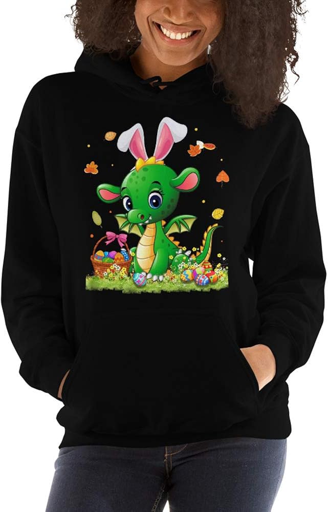 Cute Dragon Wear Bunny Ears Eggs Funny Easter Unisex Hoodie
